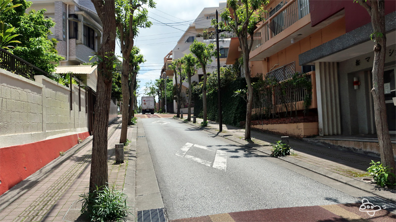 沖縄ハーバービューホテル前の坂道